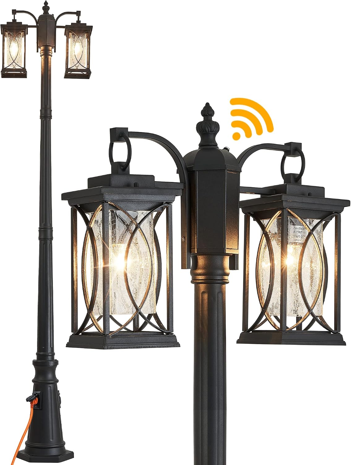 Outdoor Lighting No Outlet - Lampadaire extérieur moderne à 2 têtes,