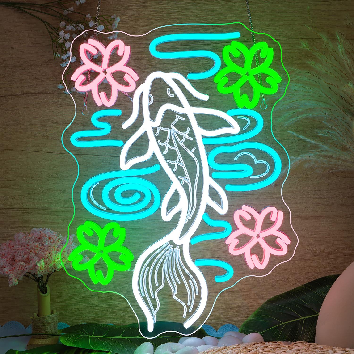 Outdoor Lighting Restaurant - Enseigne néon Koi Fish, lumières LED