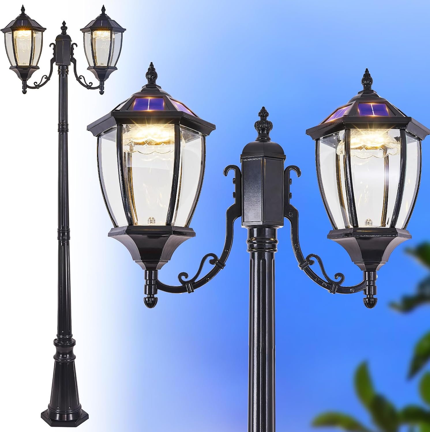 Outdoor Lighting Dusk To Dawn - Lampes solaires extérieures sur poteau avec