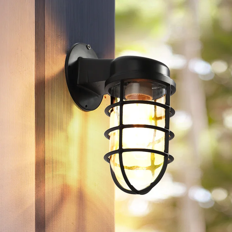 Outdoor Lighting Restaurant - Lampes murales vintage style loft cage