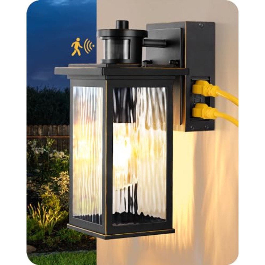 Outdoor Lighting No Outlet - Applique murale extérieure avec prise GFCI,