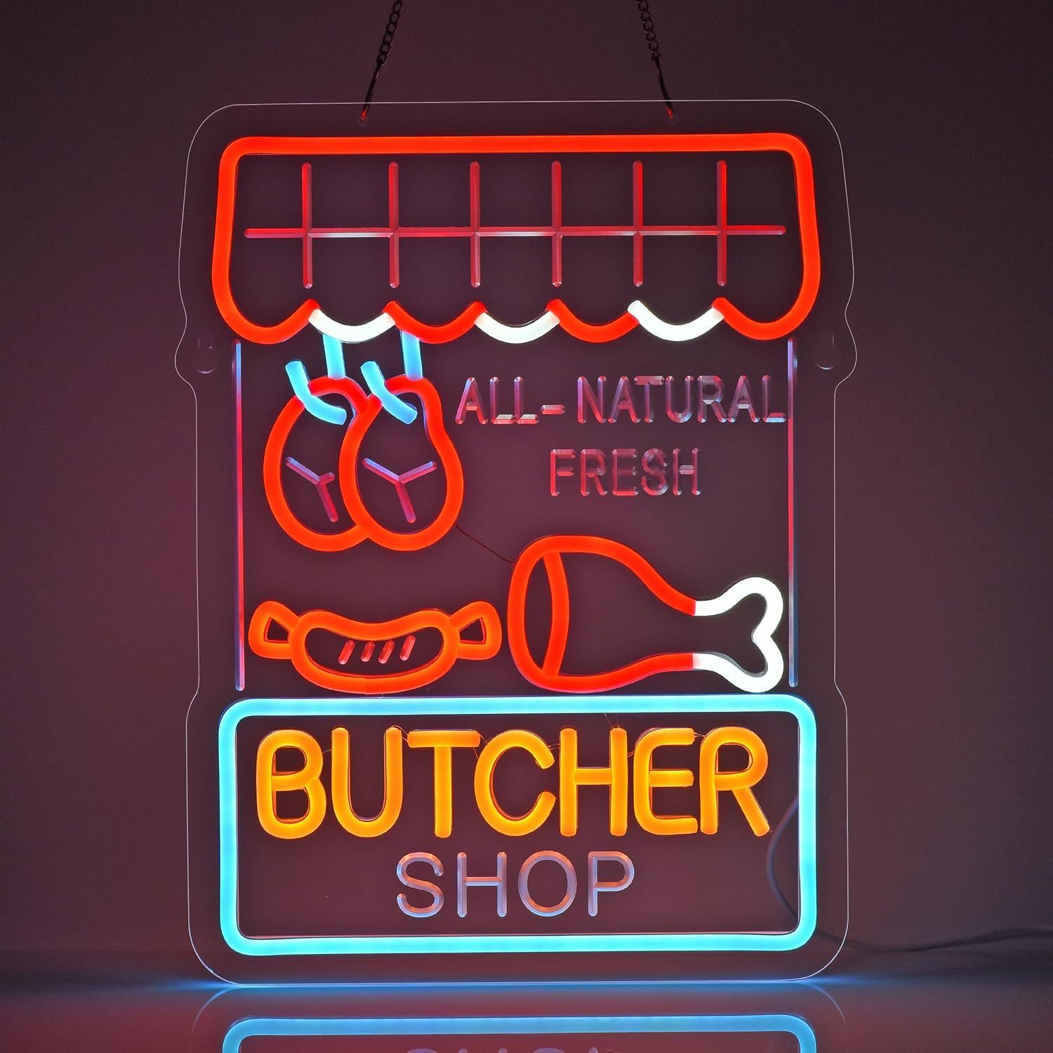 Outdoor Lighting Restaurant - Enseigne néon pour boucherie, viande fraîche