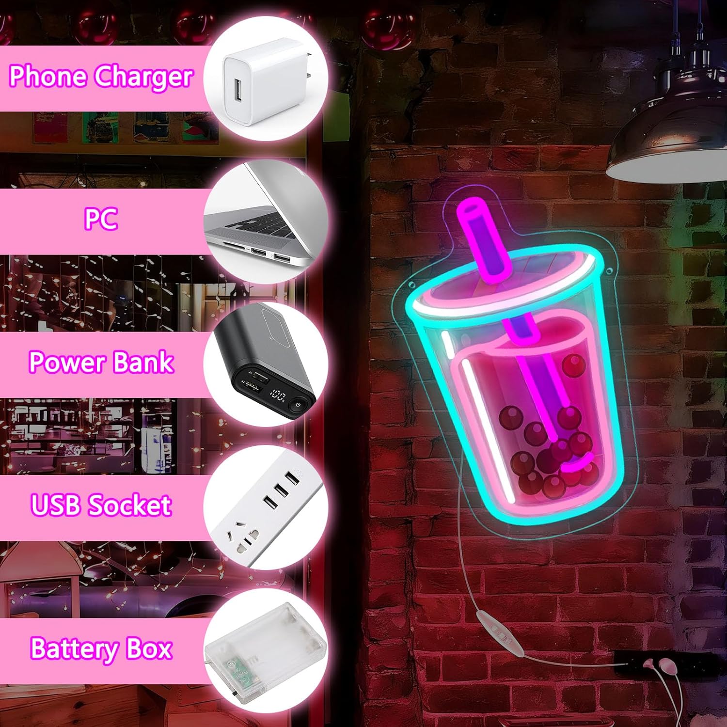 Enseigne néon Bubble Tea, lumi - Outdoor Lighting Restaurant avis et prix